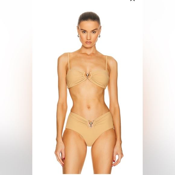 Christopher Esber Other - CHRISTOPHER ESBER Ruched Prong Bandeau Bikini Top + High Bikini Brief US8 $343